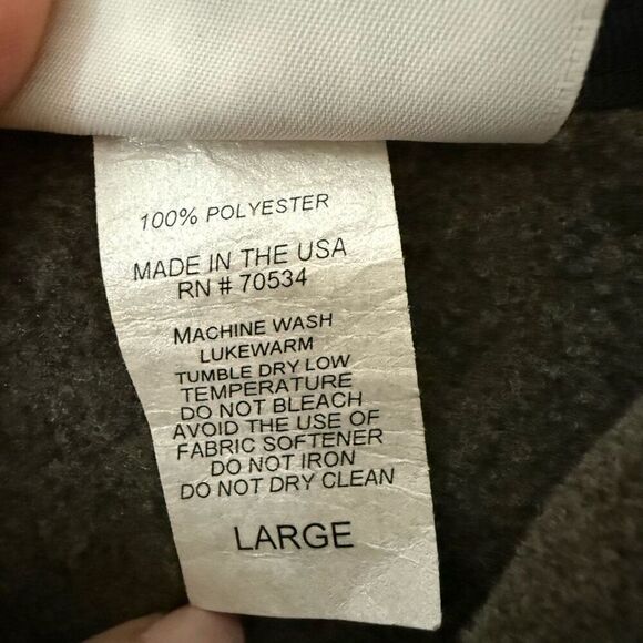 Vintage Orvis Men's Size Large Grey Pullover Soft Leather Trim Jacket Coat USA - Picture 8 of 8